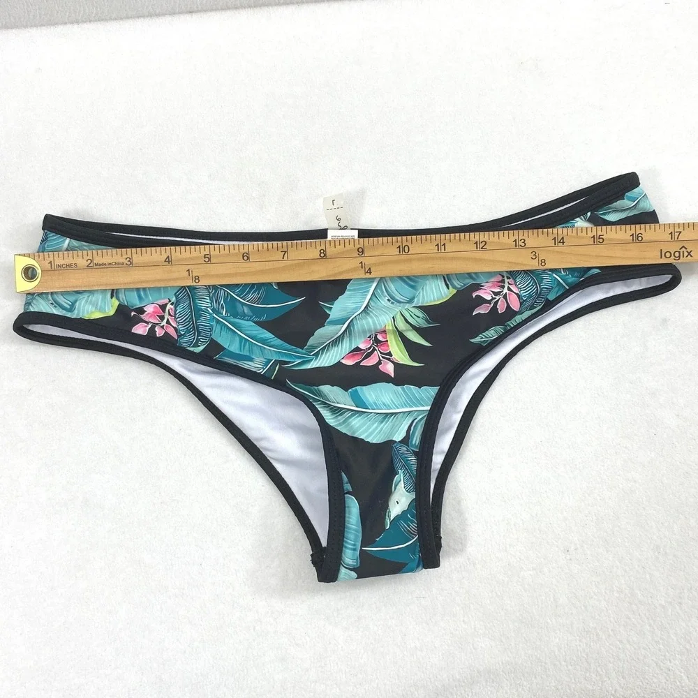 Cupshe Tropical Palm Leaf Bikini Set Women Large High Neck Halter Beach Swimwear
